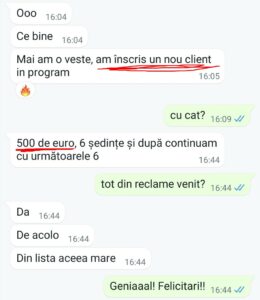 antreprenor.ro- O conversație între două persoane pe whatsapp.